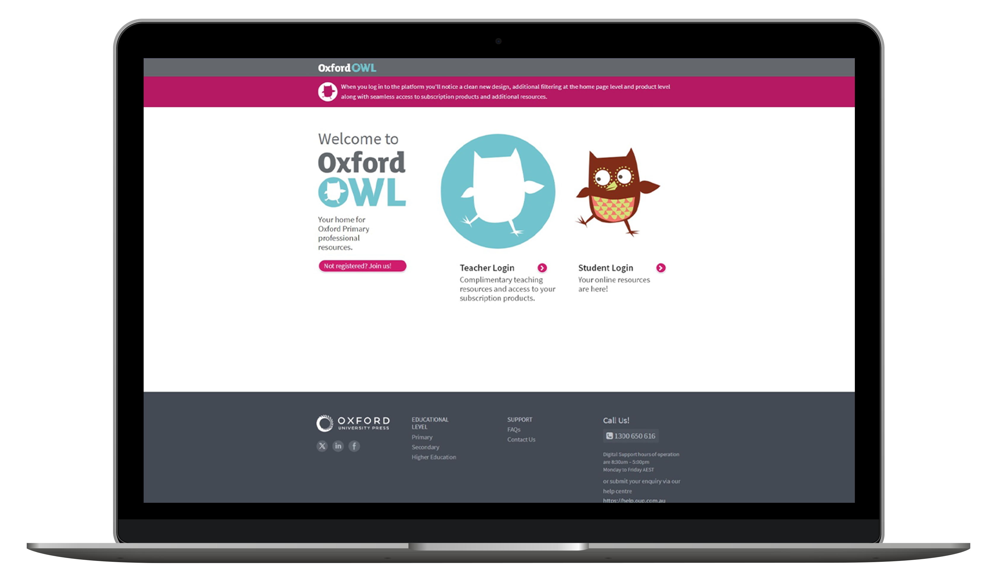Oxford Owl Home Screen