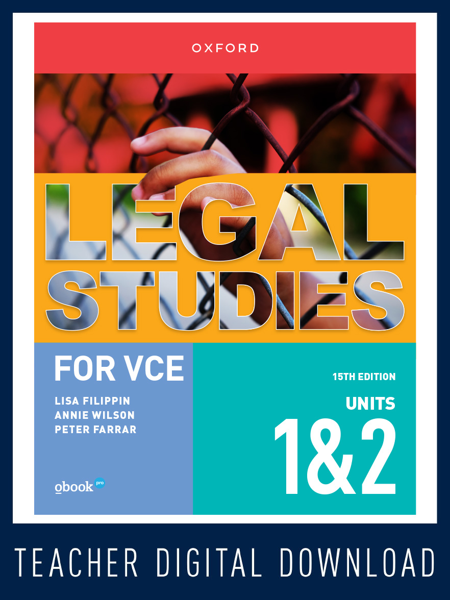 Legal Studies for VCE Units 1 & 2 Teacher obook pro (1yr licence)