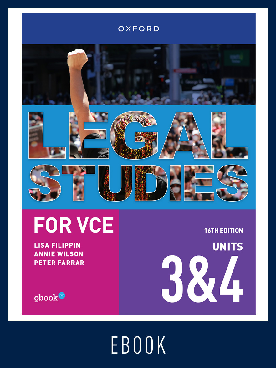 Legal Studies for VCE Units 3 & 4 Student obook pro (1yr licence)