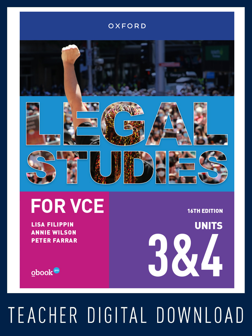Legal Studies for VCE Units 3 & 4 Teacher obook pro (1yr licence)