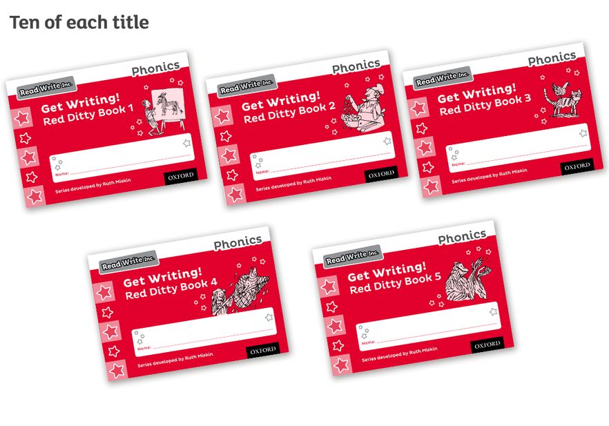 Read Write Inc Phonics: Get Writing! Red Ditty Books 15 Pack of 50 Read Write Inc Phonics: Get Writing! Red Ditty Books 15 Pack of 50
