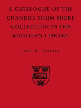 Picture of A Catalogue of the Chandra Shum Shere Collection in the Bodleian Library