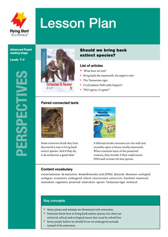 Lesson Plan - Extinction is Forever: Or is It? Lesson Plan - Extinction is Forever: Or is It?