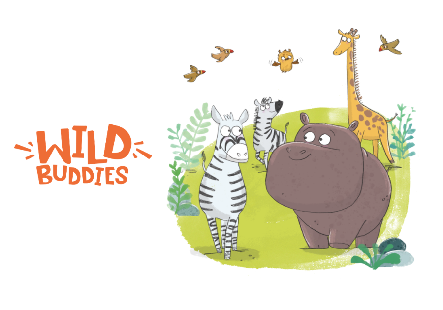 An image of characters from Wild Buddies - a giraffe, a hippo and a zebra